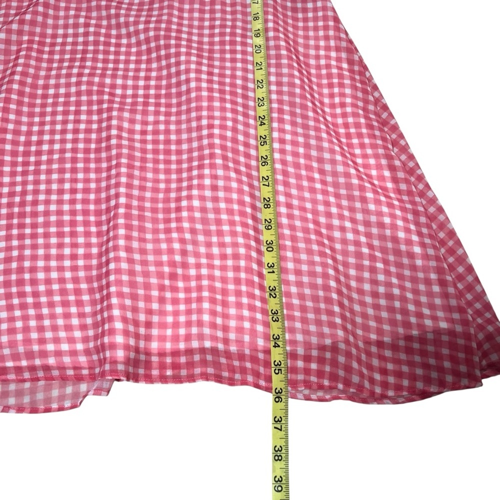 Slate & Willow Gingham Mini Dress Pink & Blue Lined Ruffle Detail Size 14 Flirty - Picture 8 of 16